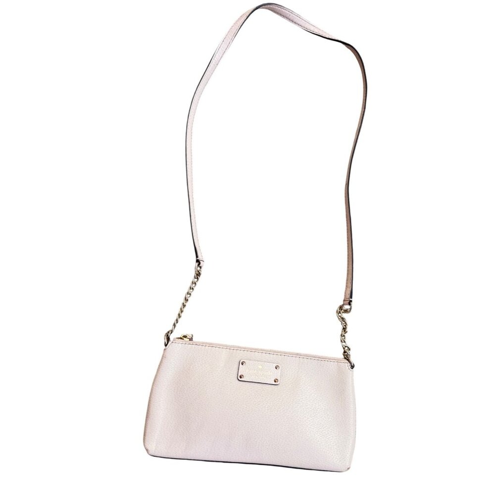 Kate Spade New York Leather Crossbody Bag With Chain Strap & Zipper Closure